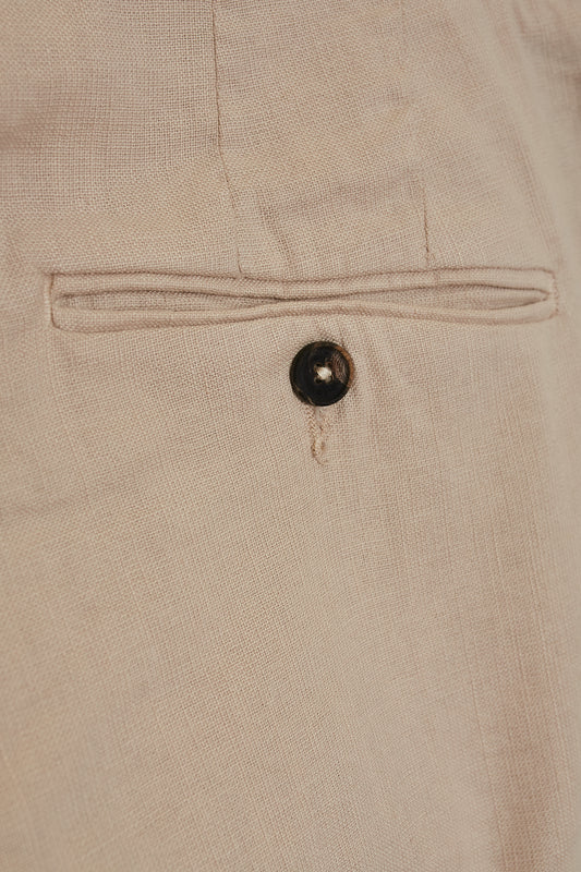 Pantalón pinzas lino fluido beige