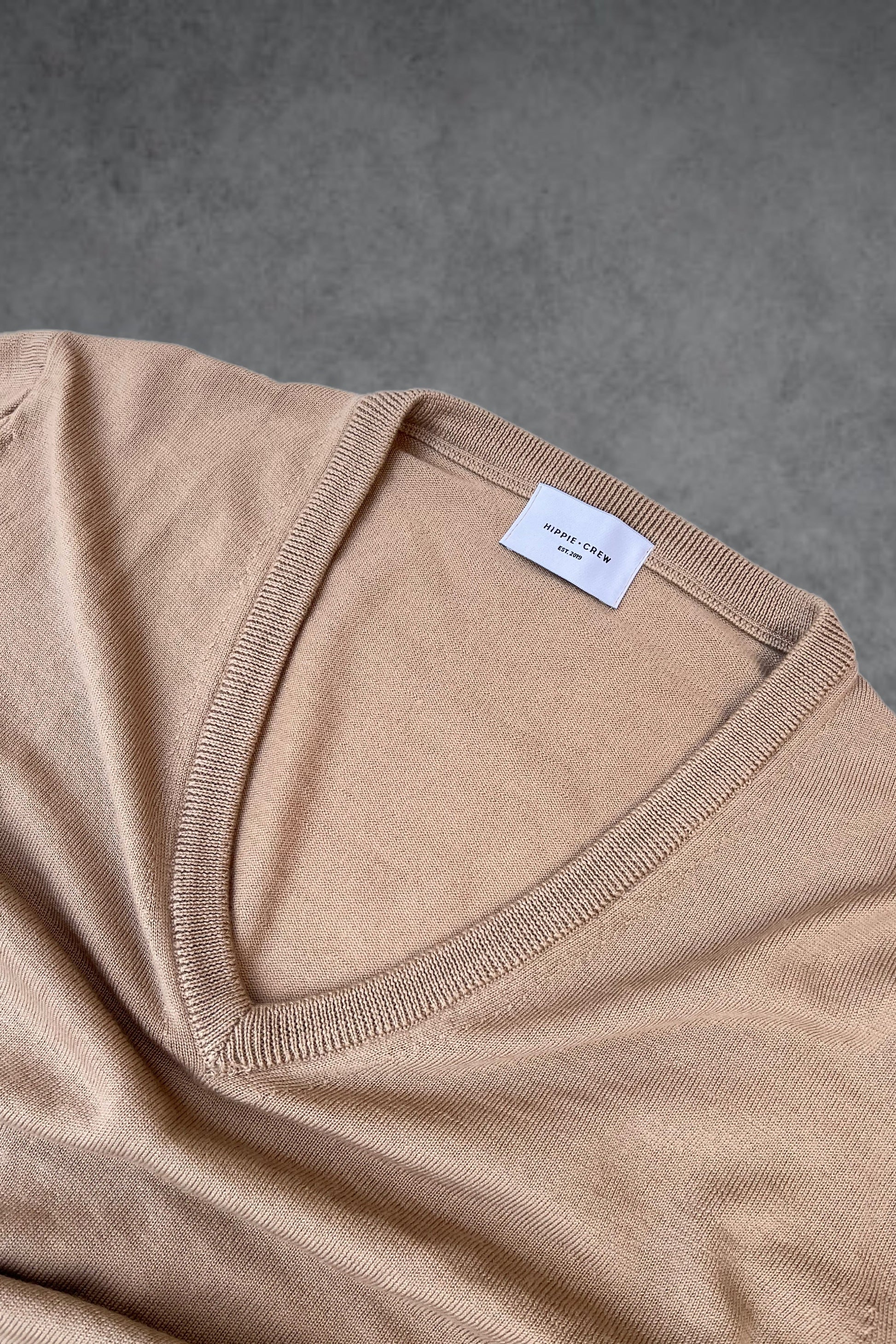 Jersey ligero pico lana merino beige Hippie Crew