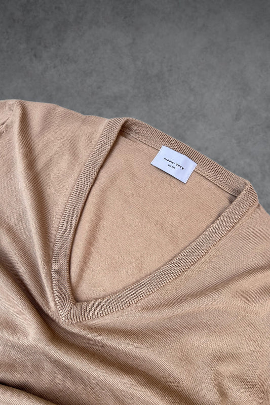 Jersey ligero pico lana merino beige Hippie Crew