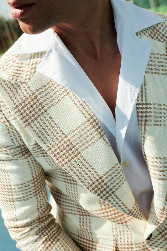 Americana cuadros sartorial crema
