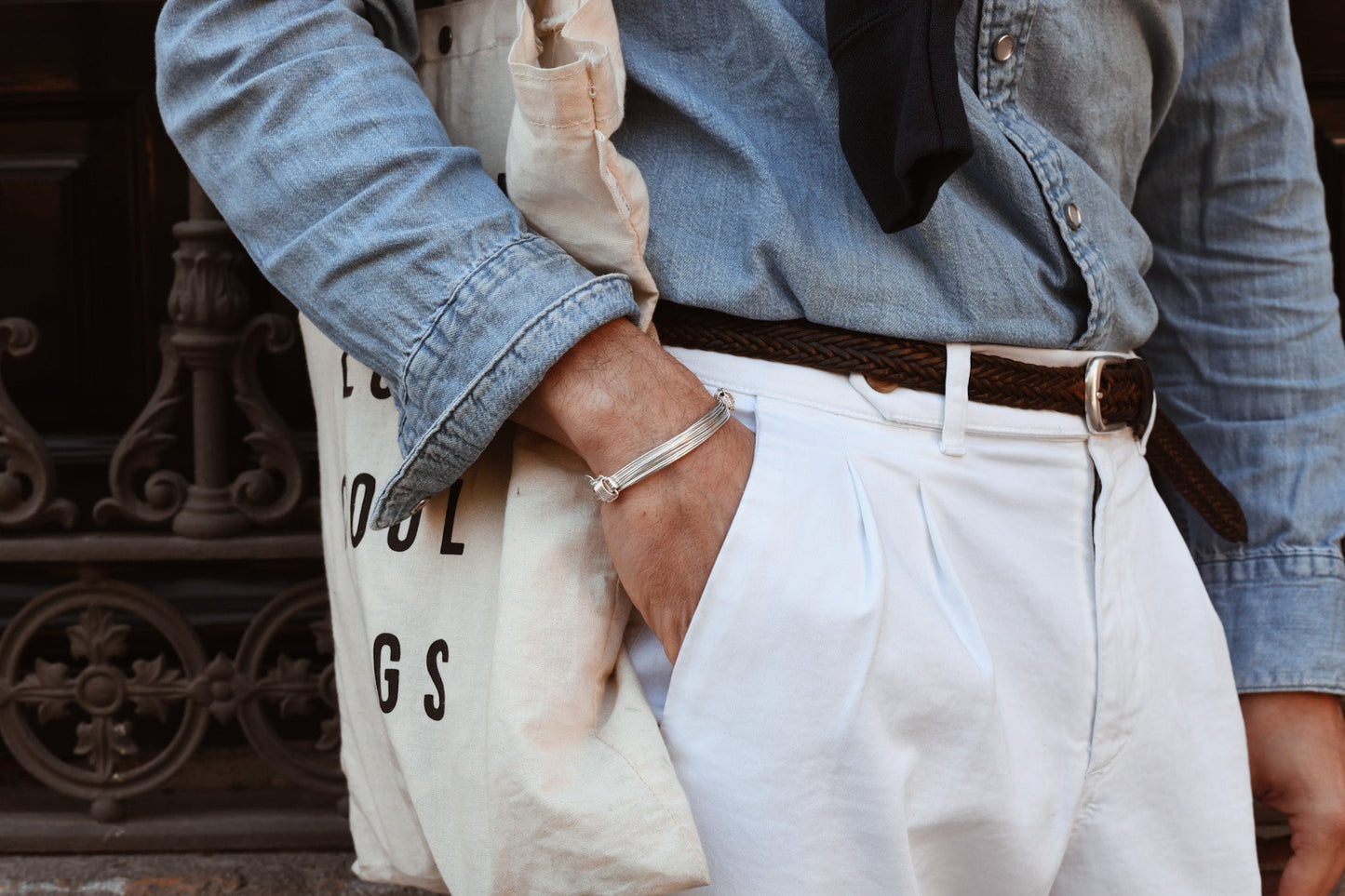 Pulsera plata cabos medium Hippie Crew