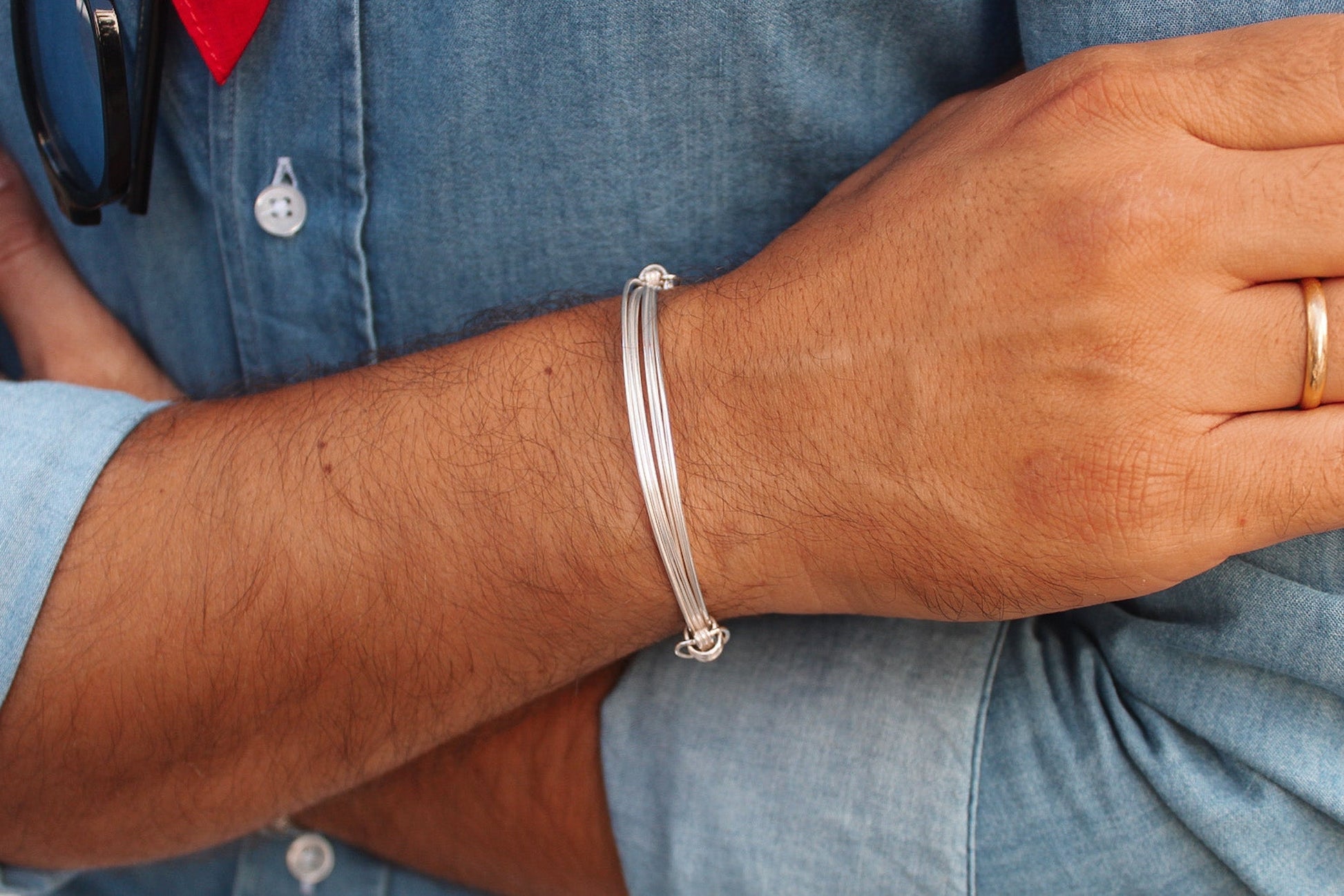 Pulsera plata cabos slim Hippie Crew