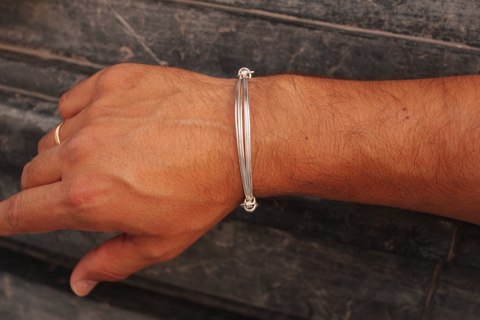 Pulsera plata cabos slim Hippie Crew