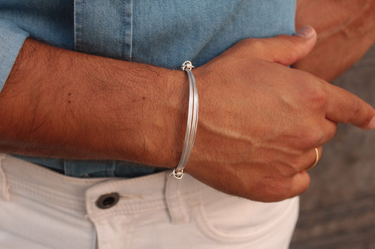 Pulsera plata cabos slim Hippie Crew