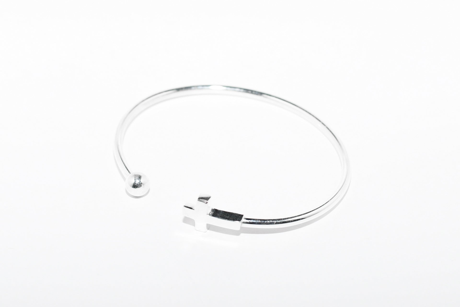 Pulsera plata cruz y bola Hippie Crew