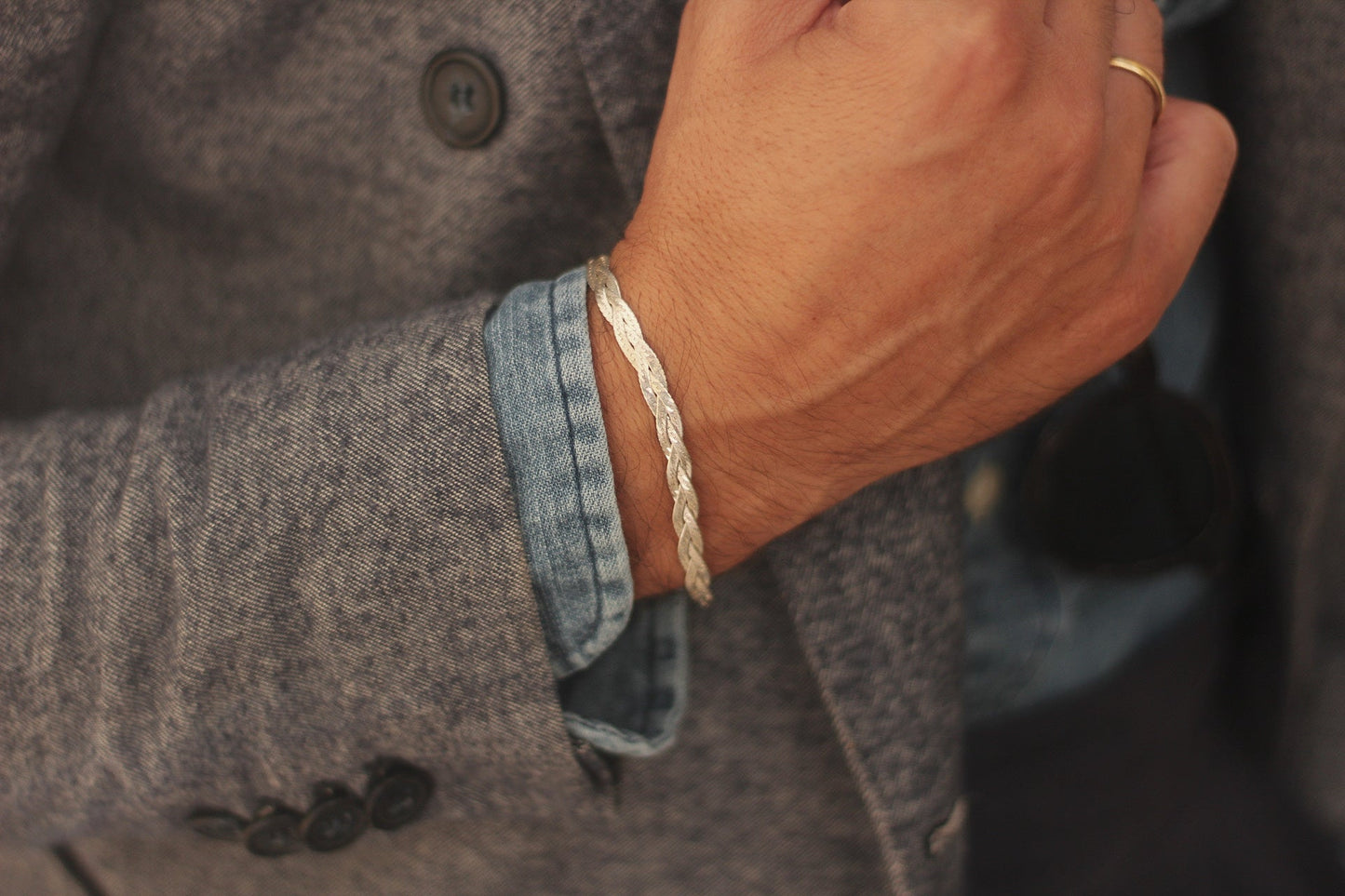 Pulsera plata trenzada flexible Hippie Crew