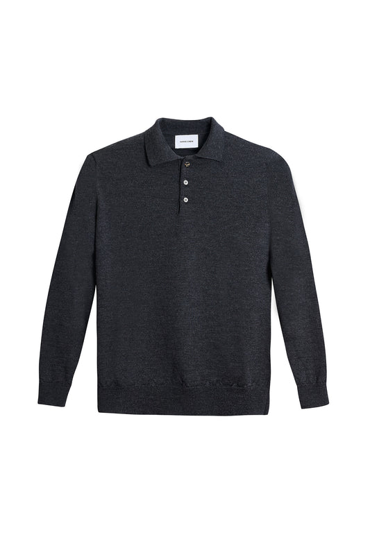Jersey polo lana merino gris